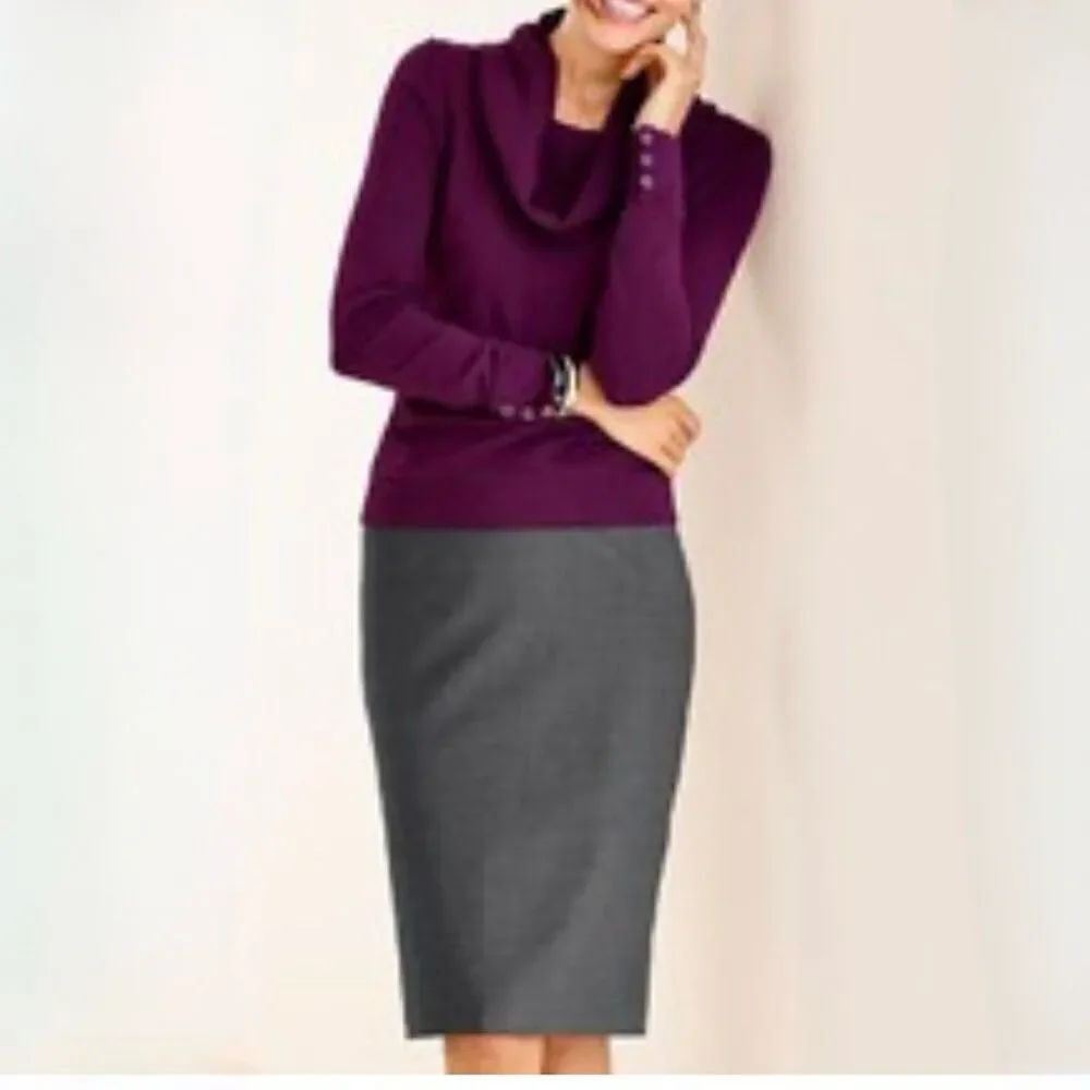 Talbots Wool Blend Pencil Skirt size 4 Charcoal Gray